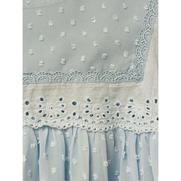 Swiss Dot Hollowed Out Ruffle Sleeve Blouse – Size Medium - Picture 8 of 8